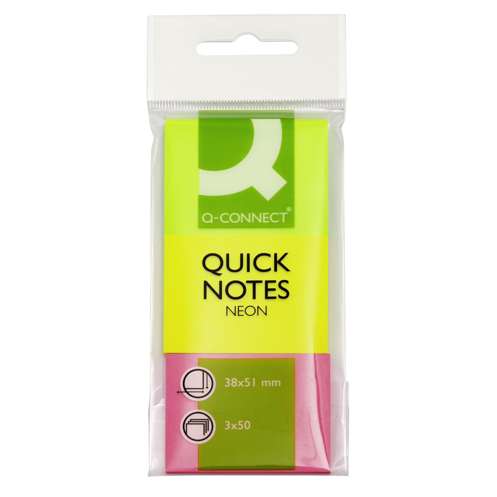Q Connect 50X40mm Neon Sticky Note Pads - 50 Sheets (Pack Of 3)