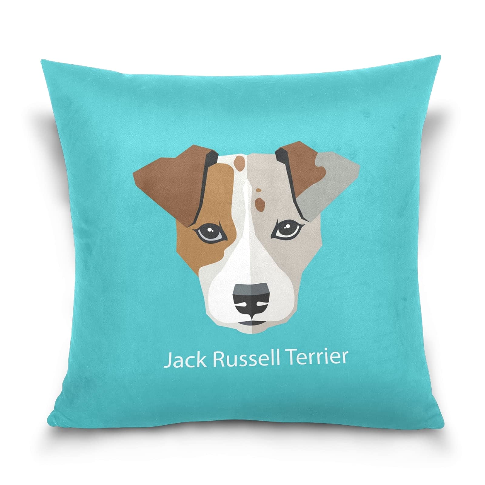 Oyihfvs Jack Russell Terrier Dog Cotton Velvet Throw Pillow, Pillowcase Sham Cushion Case Covers, Soft Breathable Bed Pillow Cases Twin Sides for Car Couch Bed 16x16 inches