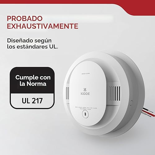 Miniatura 5 de Kidde, 20SAR, detector de humo cableado, batería de reserva AA, interconectable, indicadores de luz de advertencia LED