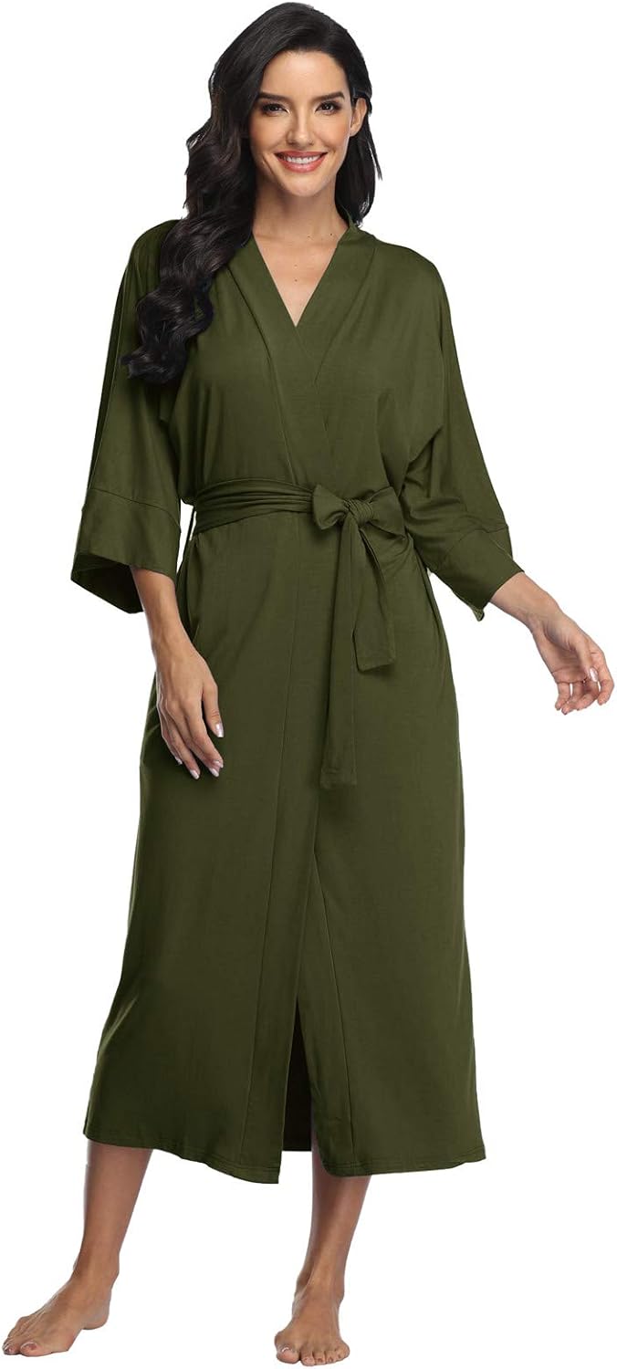 Women's Long Robes Ladies Kimono Bathrobes Full Length Robes Soft Modal Sleepwear Nightgown - Image 5