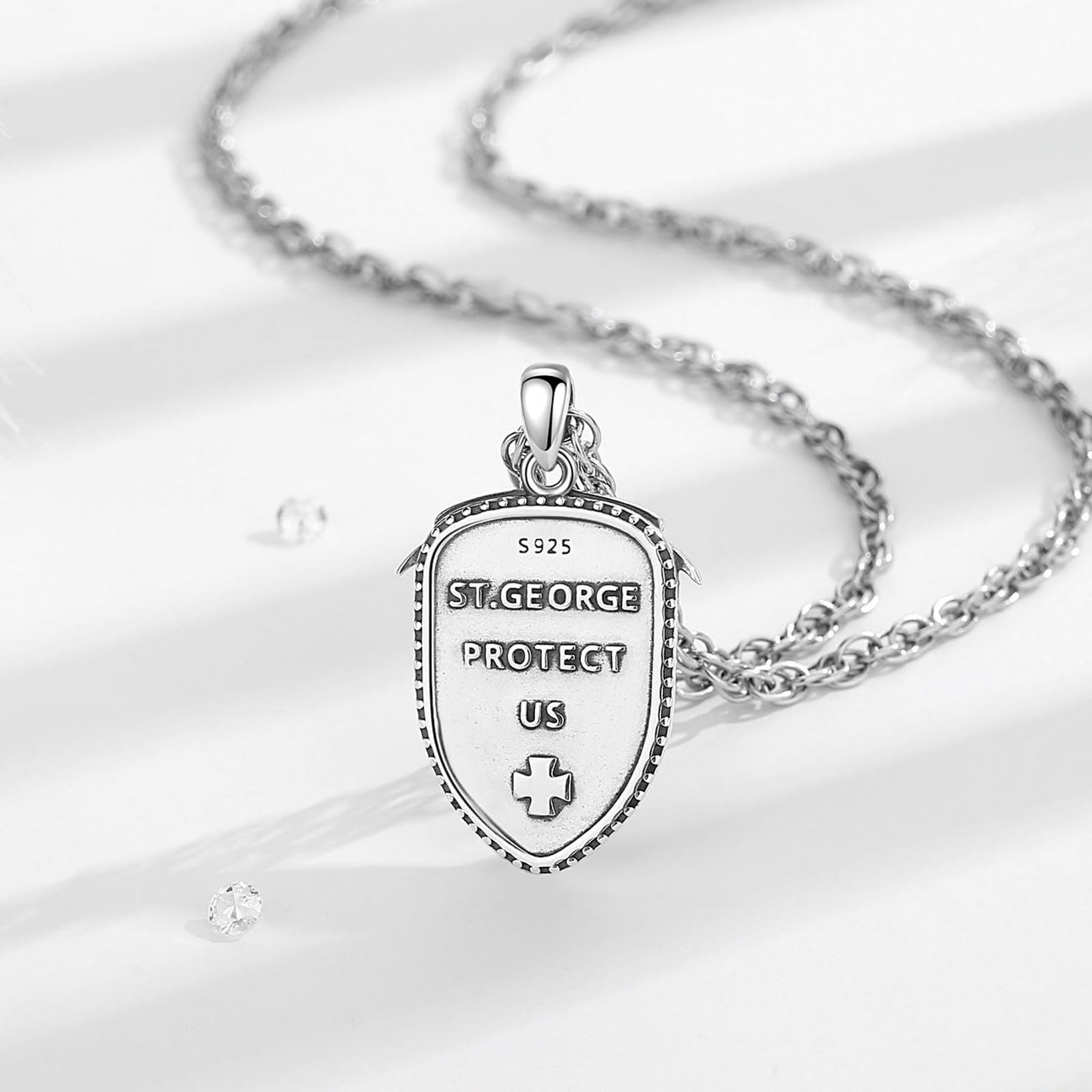 CELESTA Mujer Hombre Colgante San Benito Medalla San Miguel Arcangel San Cristóbal Medalla Virgen Milagrosa Protección Collar Plata de ley 925 Joyeria Religiosos Regalos Cristianismo Católico
