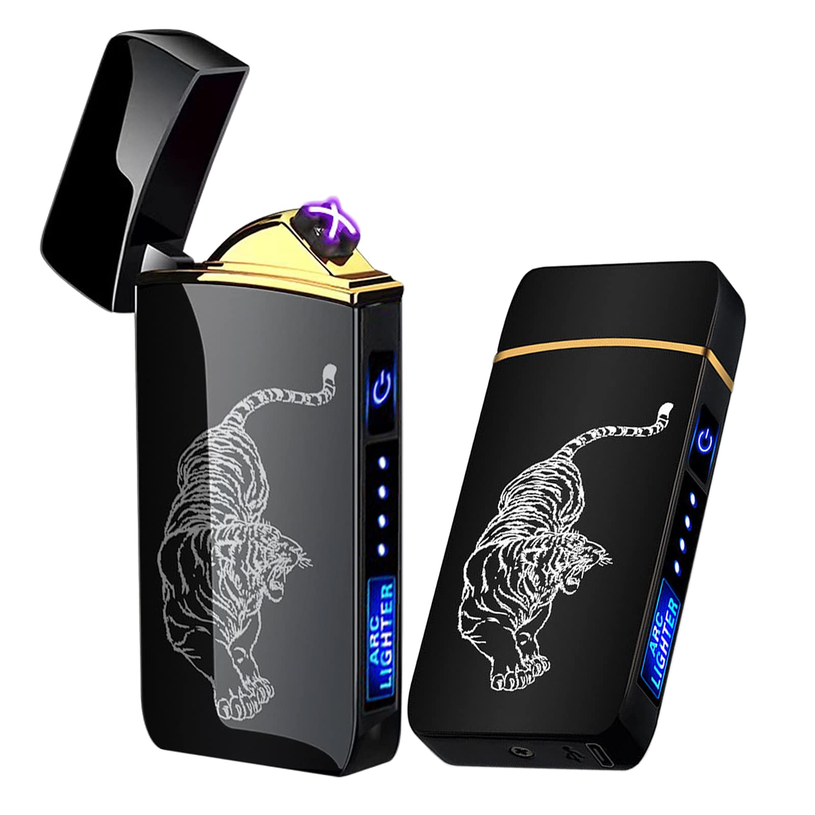 T3-Tiger Arc Lighter - Smart, USB Rechargeable, Windproof, Flameless, Lightweight Plasma Lighter for Fire, BBQs, Fireworks, Candle, Camping - Outdoors