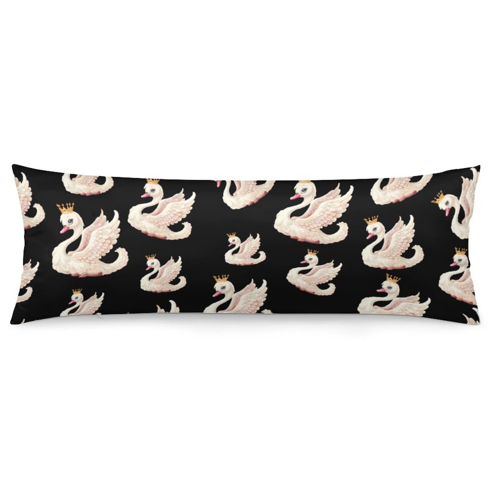 Cute Swan Princess with Crown Throw Pillow Case Long Body Pillow Cover Pillowcase Fashion Accessories Home Decor