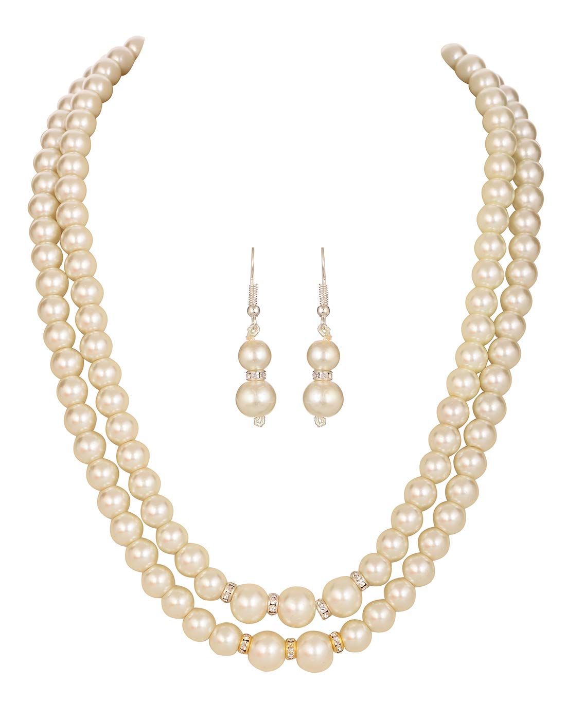VISHAKA PEARLS AND JEWELLERS womens Dual Layered Traditional Pearl Necklace Set (White) (B0811HST75) Amazon Price History, Amazon Price Tracker