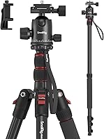 SmallRig 71" Aluminum Camera Tripod Monopod, Detachable 360° Ball Head, 33lb Payload, 16-71" Height for DSLR, Mirrorless, Phones