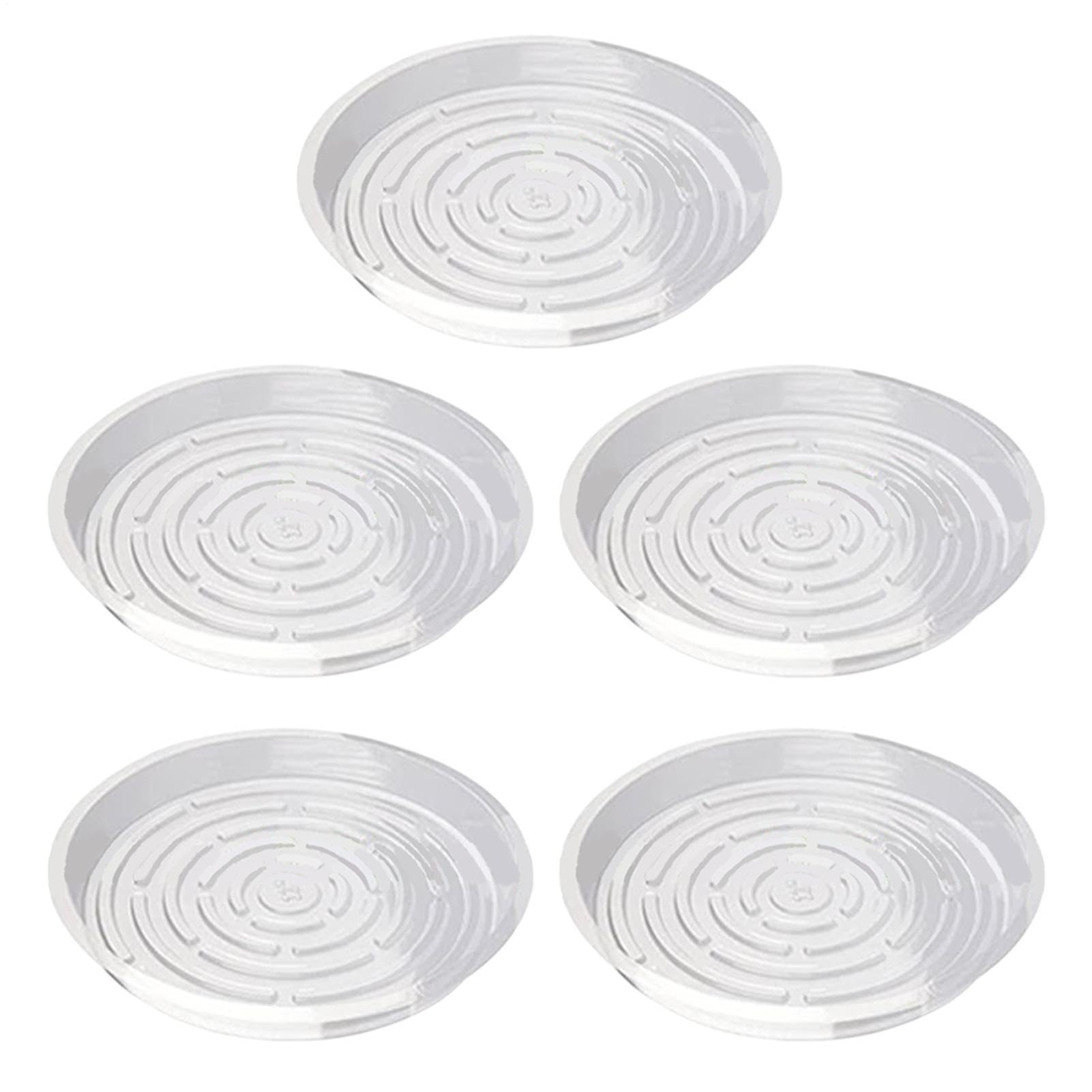 Plant Drainage Saucer - 10 Inches, Small Clear Planter Dish | Flower Pot Saucers For Indoor Outdoor Garden, 5X Multifunctional Plant Water Trays For Pots Base
