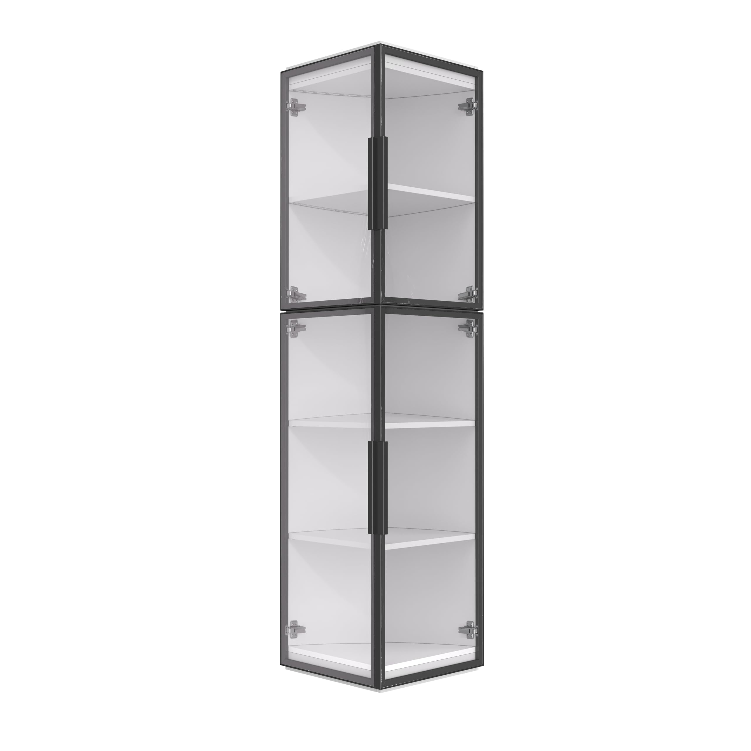 Vitrina estrecha de 170 cm de alto – con cinco estantes e iluminación LED – vitrina acrílica transparente independiente con doble puerta para una visión panorámica – adecuado para la presentación en