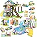 Friends Baumhaus Baustein Spielzeug - Baumhaus Pool Party Bauklötze Set, Aufbewahrungsbox mit Bodenplatten Deckel, Roll-enspiel Geburtstag Geschenke für Kinder Jungen Mädchen Alter 6-12 (1274 Stück)