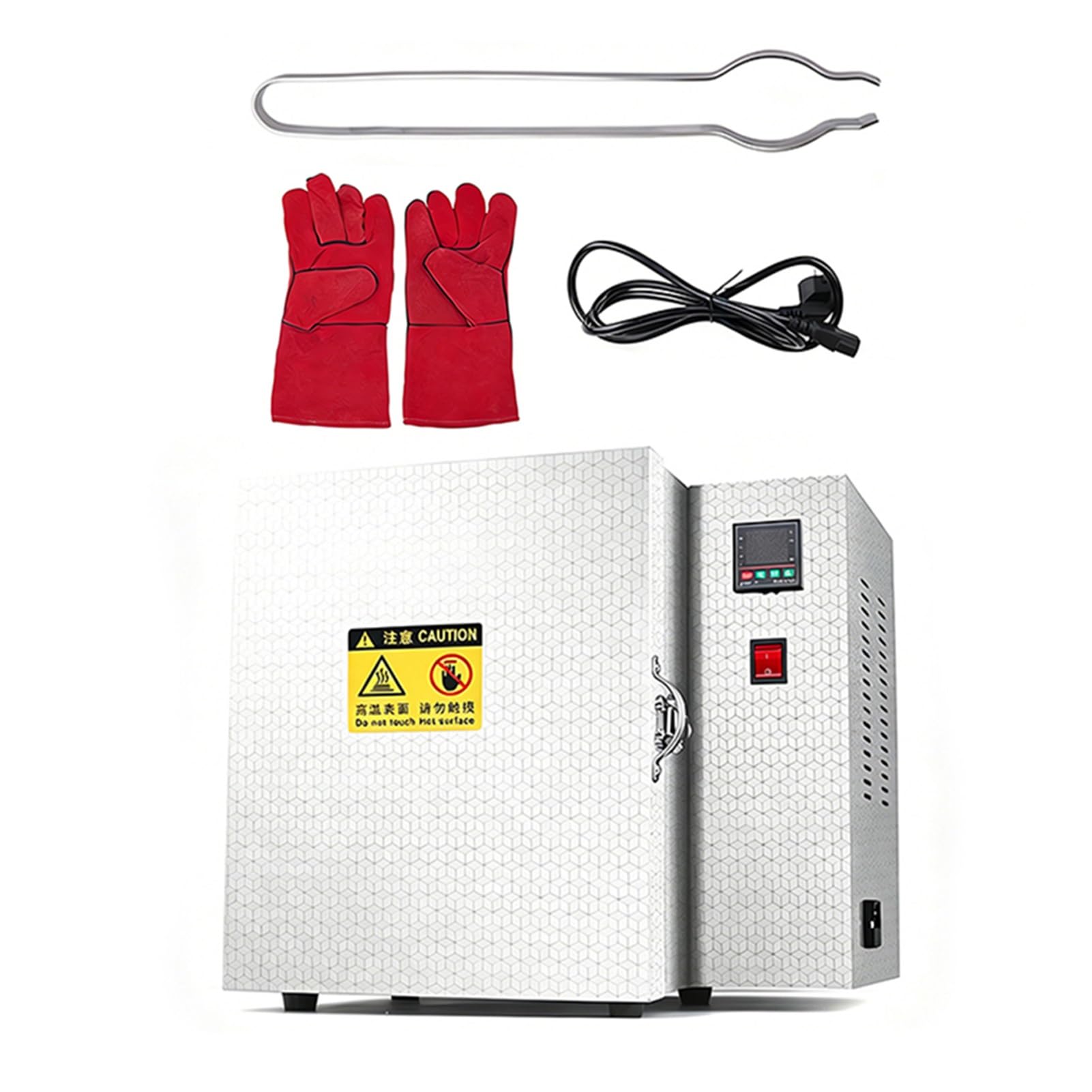 Muffelofen 1500W mit 4-Seiten Heizelement,Ausbrennofen mit Wachsablauf Rinne-Digitaler Brennofen Keramik Hobby Ton Segmentierte Waermesaettigung Thermostat Regler