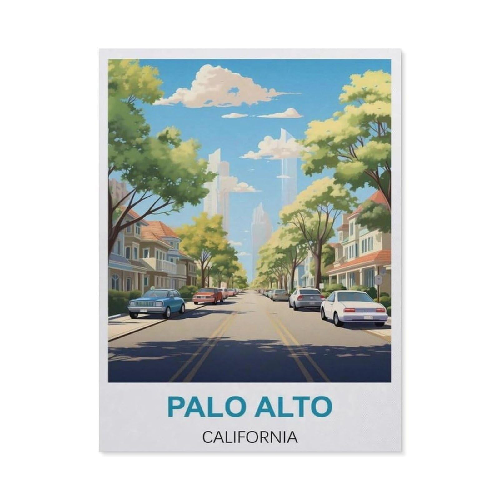 BEAYODKP Palo Alto California Vintage Travel Poster，Diamond Painting Kits for Adults - 5D Diamond Painting Kit Full Drill, Diamond Art Kits for Home Wall Decor（40 x 50 cm/15.74 x 19.68 inches）-BZ80