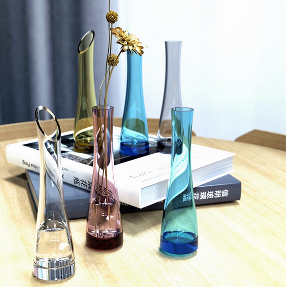 23CM Small Flower Vase Tall Thin Narrow Necked Glass Vases Clear Mini Mouth Single Stem Vases for Decorative Home Decor Living Room Office and Centerpieces - Image 4