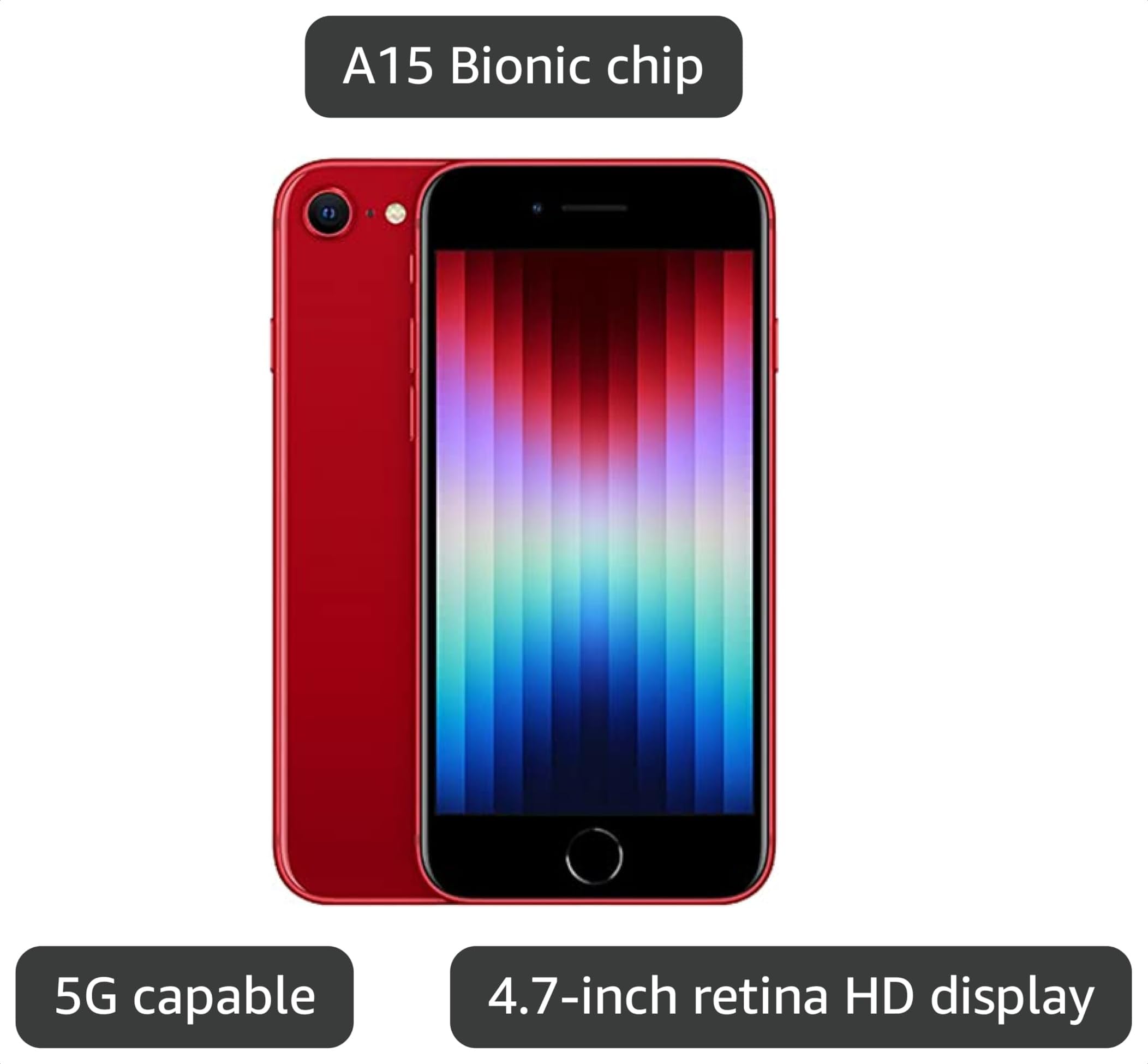 Amazon.com: Apple iPhone SE 3rd Gen, 64GB, Red - Unlocked (Renewed