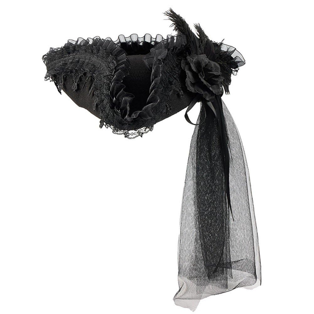 Ericetion Victorian Theme Bat Pirate Hat with Metal Gear Adjustable Historical Theme Head Accessory for Roleplay Enthusiasts Lace Bat Pirate Hat
