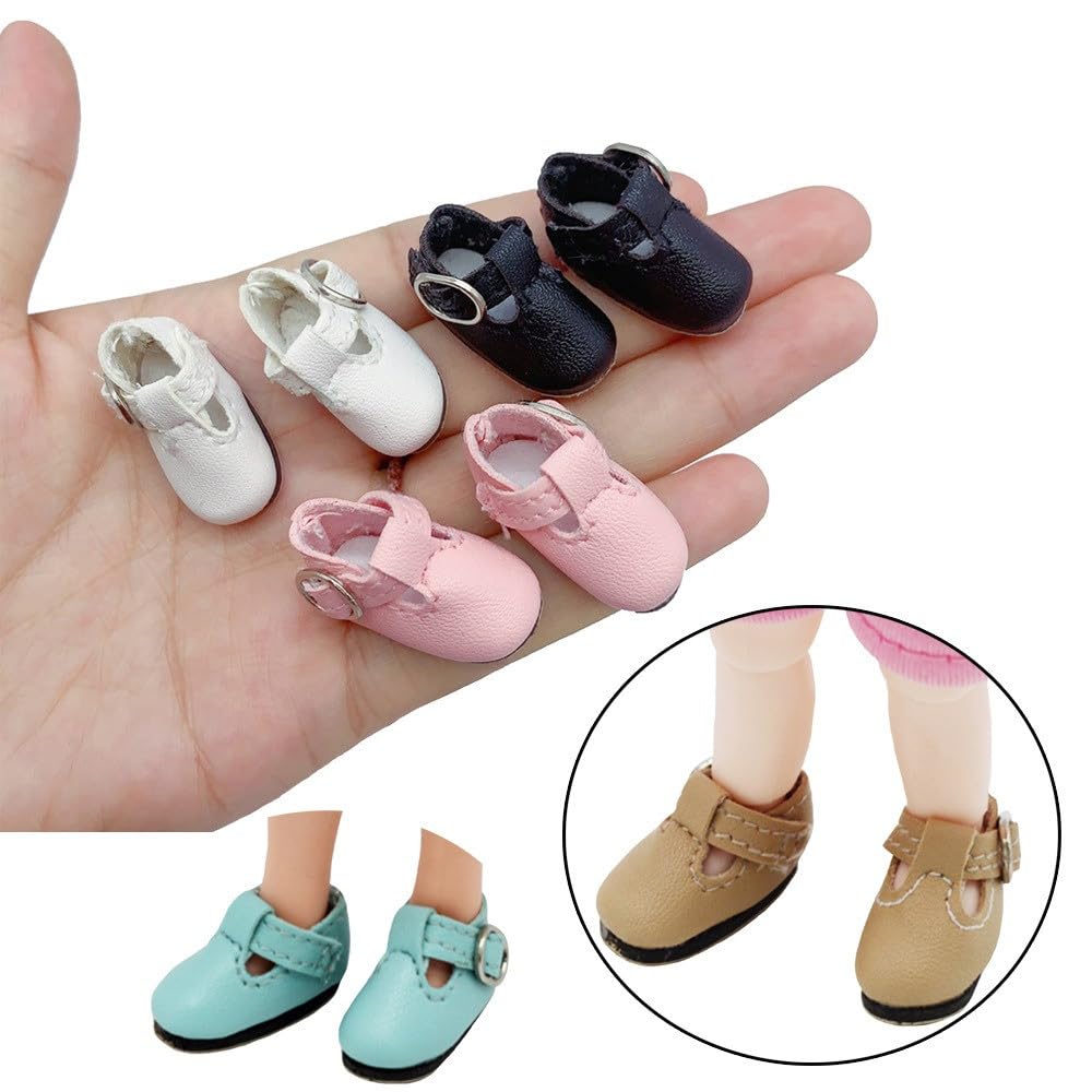 Skórzane buty z klamrą do 1/6 Blythe Momoko AZONE Doll buty na co dzień akcesoria do kostiumu 2,8 * 1,2 cm (#B)