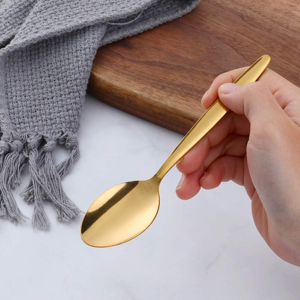Łyżki do espresso ze stali nierdzewnej, zestaw 12 mini łyżeczek do kawy na deser, herbatę, przekąskę, małe, 11,5 cm, złote łyżki, kolekcja ekonomiczna