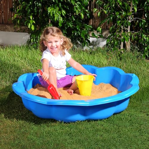 Ondis24 Sandkasten Muschel - Kunststoff Sandmuschel Wassermuschel, Muschel Sandkasten Für Kinder, Strandmuschel Kinder, Sandkasten, Sandkiste, Sonnenblumenstil, 76cm x 76cm x 18cm