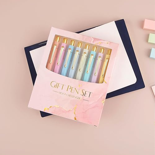 Miniatura 8 de Bolígrafos hexagonales de gel de plástico dorado, 8 unidades, escritura suave y tinta negra de 0.028 in, bonitos bolígrafos para mujeres, hombres y