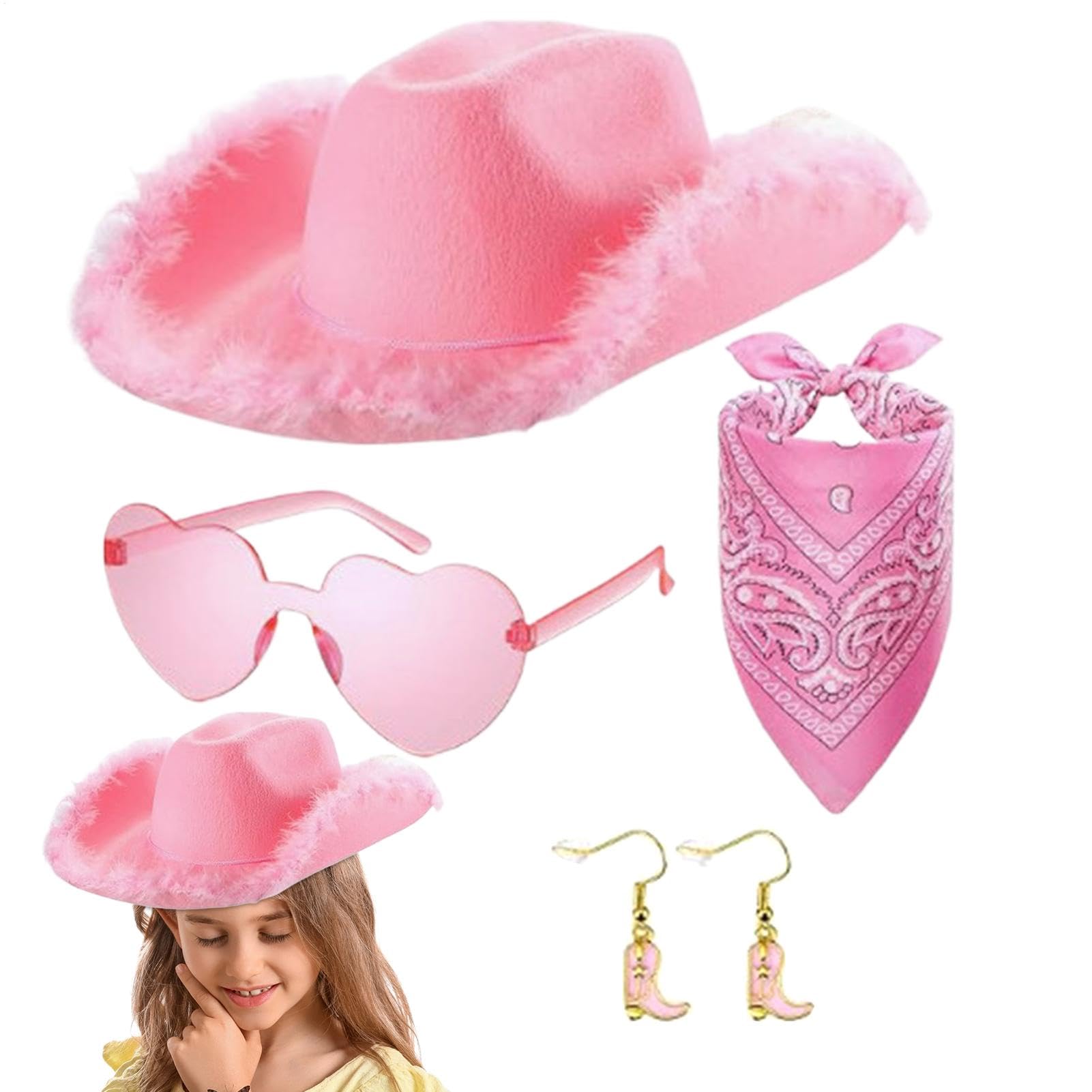 Kapelusz Casual Cowgirl 4 x Pink Hat, Women Cowboy Hat, Carnival Costume, Girlfriend Wife Mother Role Play Festival and Casual Wear