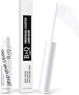 Cluster Lash Glue 5 ML B&Q LASH Bond Clear Long Lasting Eyelash Glue for DIY Eyelash Extension Lash Cluster Glue Mascara Glue for Lash Clusters Waterproof Glue for Cluster Lashes (Clear,5ml)