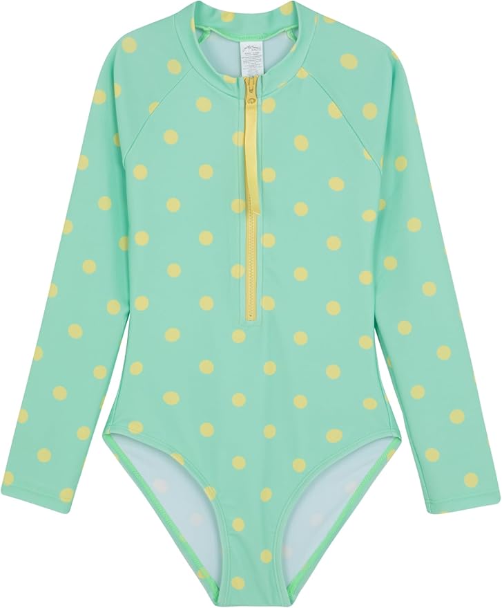 Gottex Kids Long Sleeve Zip Front One Piece Swimsuit Chlorine Fade Resistant and Built-in UPF UV Protection