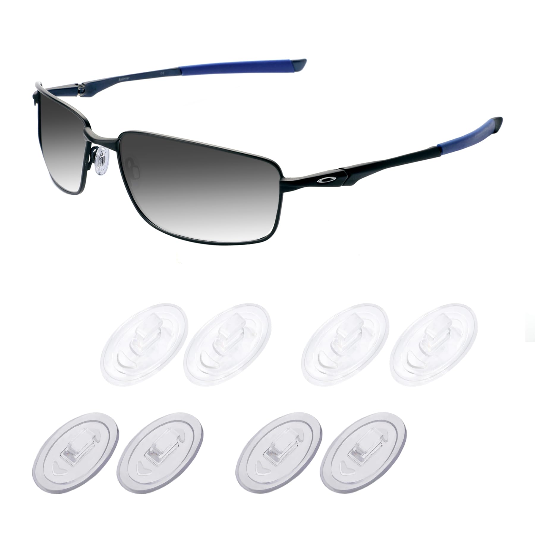 Acefrog 4 Pairs Upgraded Nose Pads for Oakley Whisker, WireTap, Half Wire 2.0, Crosshair 2.0, Square Wire 3.0; for Maui Jim Eyeglass Sunglass, Push-in Nose Piece Replacement, Anti-Slip, Clear + Gray