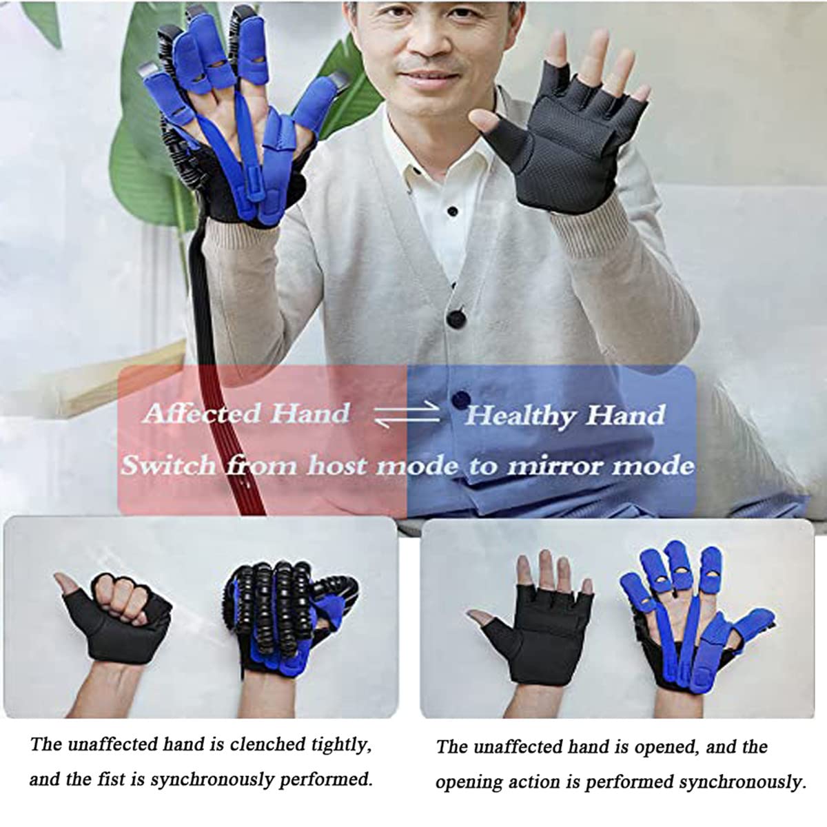 Guantes de Robot de rehabilitación Entrenamiento de Dedos Trazo Función de la Mano Dispositivo de Entrenamiento de rehabilitación Entrenador de flexión y extensión de Dedos,RightHand-L