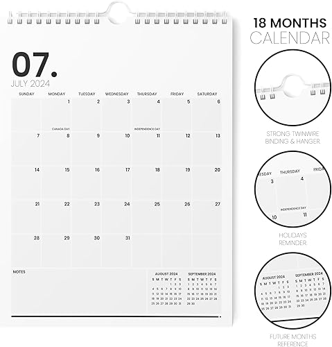 Miniatura 10 de Calendario de pared vertical estético 2023-2024 - Calendario de pared mediano de 85 x 11 pulgadas que va desde enero de 2023 hasta junio de 2024 -