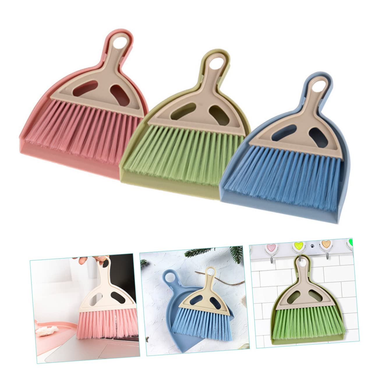 minkissy 6 Sets Desktop Cleaning Brush Mini Dustpan Mini Cleaning Broom Table Cleaning Broom Mini Desktop Broom Cleaning Brush with Dustpan Mini Broom Nylon Wool Keyboard Brush Hair
