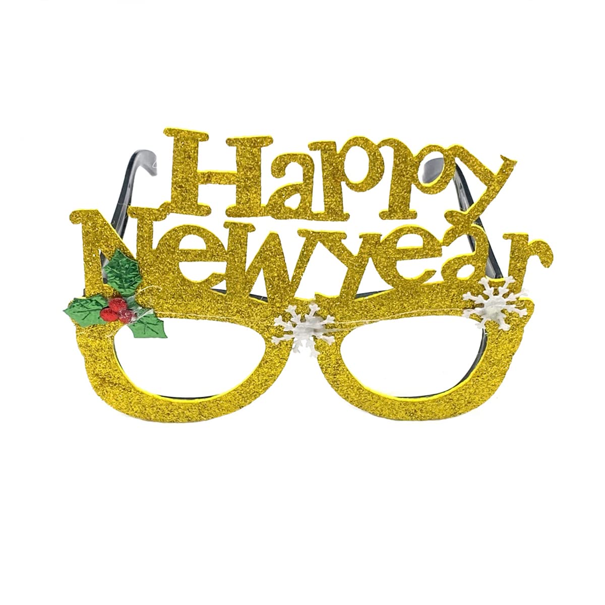 Dzrige Happy New Year Glasses Frame Glitter Gold Happy New Year Eyeglasses Funny New Year Party sunglasses Celebration Party Favor for New Year's Eve