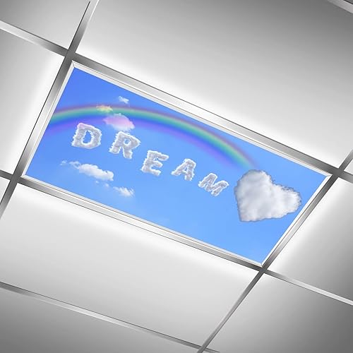 Letras de nube blanca Dream Love Heart con luces fluorescentes arcoíris para decoración de luz LED de techo para aula, oficina, decoración de techo