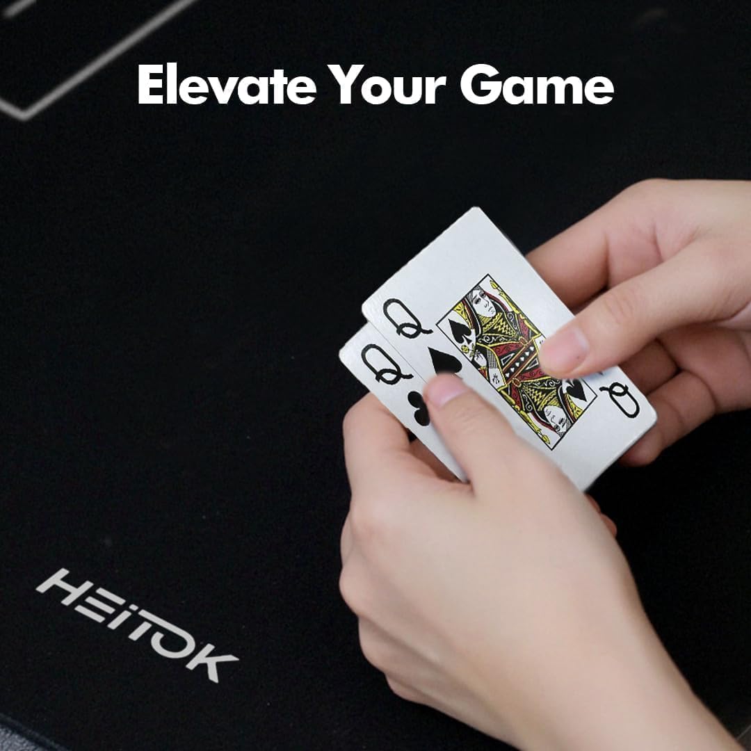 HEITOK Tapis Poker 4 Joueurs Antidérapant Texas Holdem Blackjack Casino