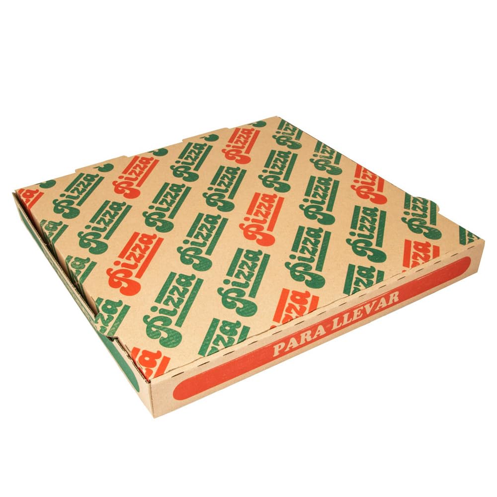 García de Pou 148.23 Cajas de Pizza Microcanal Ecológicas, 32 x 32 x 3.5 cm, Set de 100, Natural