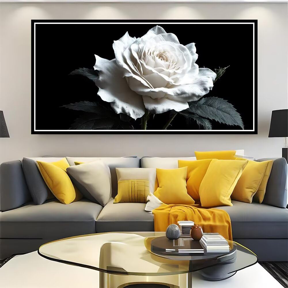 Dipingere con i Numeri, Dipingi con i Numeri per Adulti fiore Rosa kit Pittura Fai-da-Te, con 3 Pennelli e Vernice Acrilica, Hobby Creativi Adulti, Decor Regalo 70x140cm (Senza Cornice) z0z-736