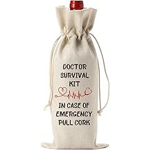 医生礼物送给女男,医生日酒袋退休感谢生日毕业礼物送给医生,生存套件酒瓶袋