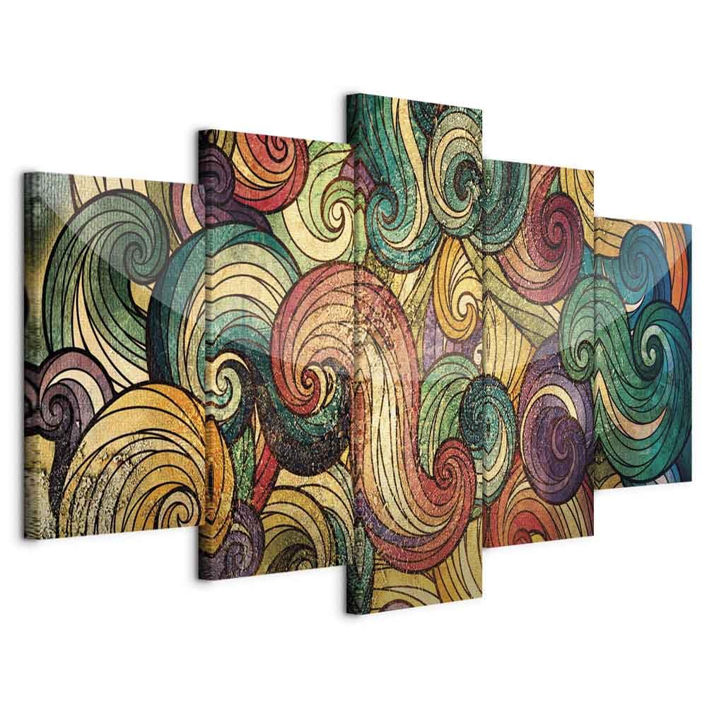Tableau Acoustique 5 Panneaux 200x100 Cm – Abstrait Anti-Bruit Mural Insonorisant Bureau Chambre Salon – Murando A-A-0340-b-n