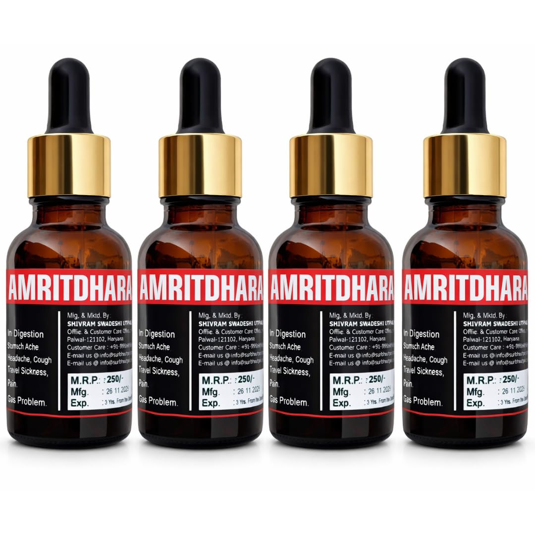 Ayurvedic Amritdhara 60ml (15ml x4) | Food Grade Glass Packing with One Drop Solution | For All Health Problems Pocket Doctor-image-28