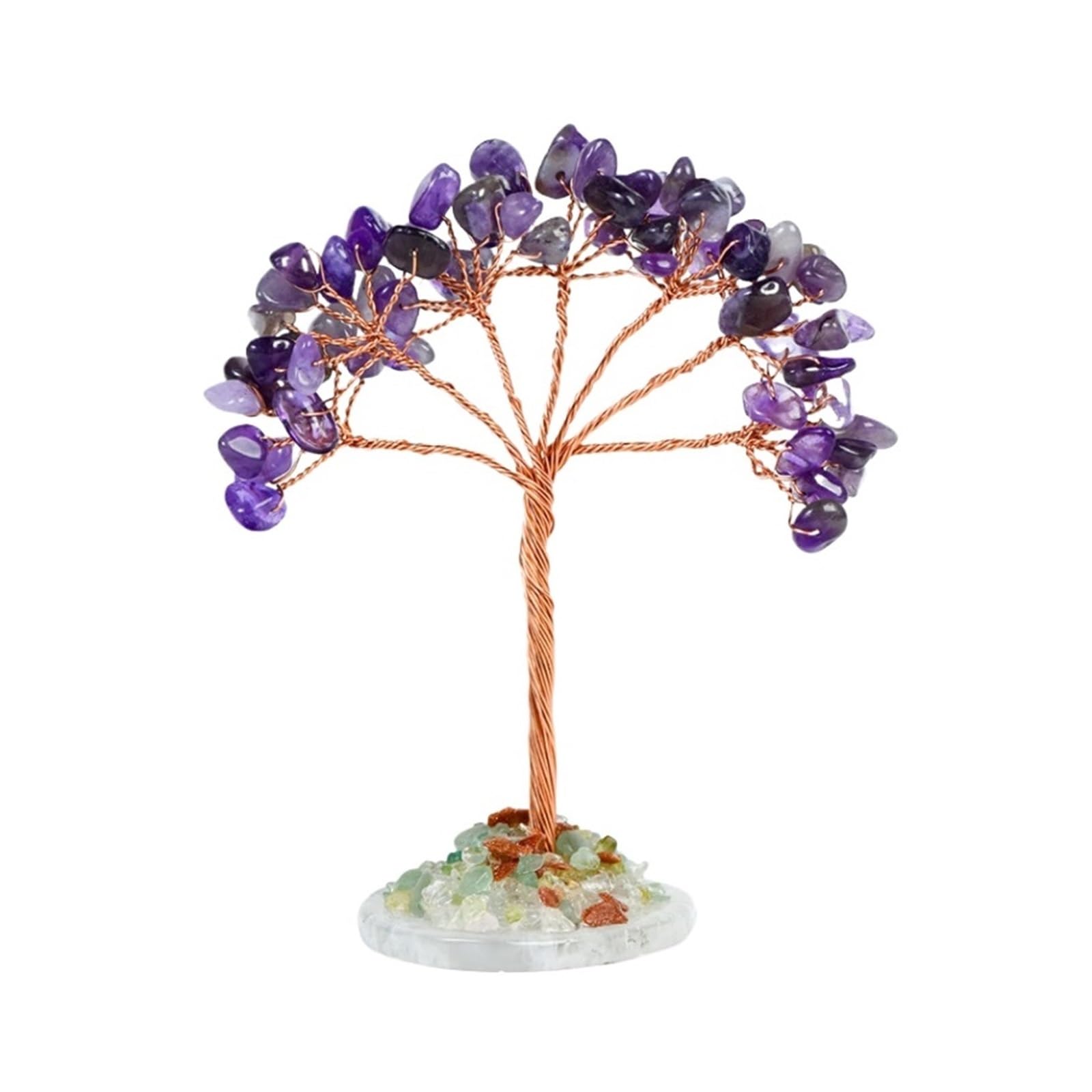 crystal tree， Fortune Tree Decoration Crystal Decor Desktop Adornment Fengshui Decorations(Purple,5.9 cm)