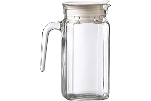 Amici Home Italian Igloo Quadra Glass Cream Pitcher with Lid