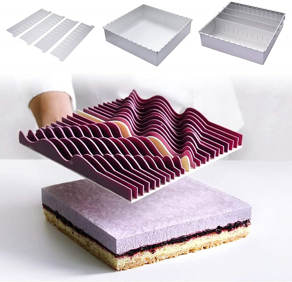 CLQ Rechteckiger Backrahmen, Rechteckige Kuchenformen Mit Teiler, Verstellbarer Rechteckiger Backrahmen Home Cooking Tools-10 Pouces