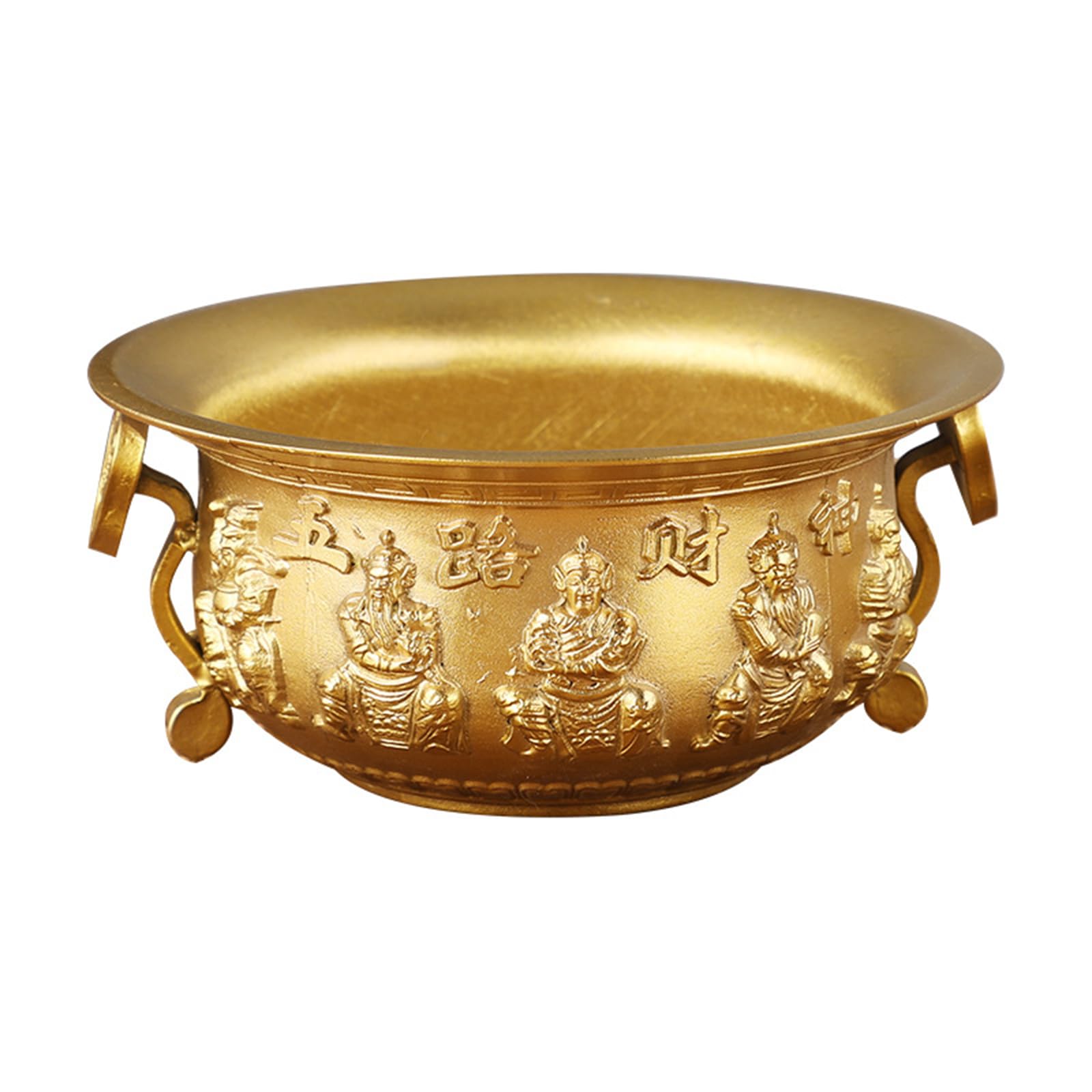 Hhhxkkuo One Color Brass Five Road Gods Of Wealth Treasure Bowl Feng Shui Ornaments