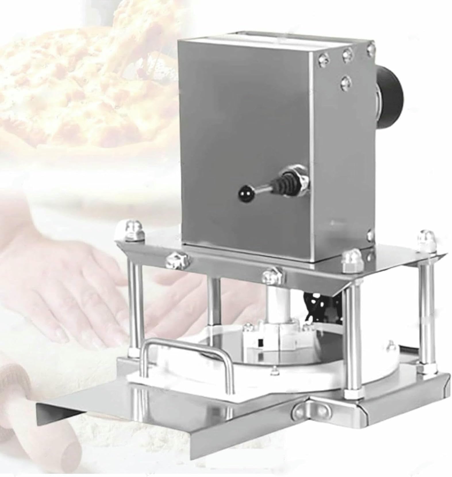 FHRKA Commercial Pizza Dough Roller Sheeter, Electric Pizza Dough Press Machine, Stainless Steel Adjustable Thickness Dough Machine(22cm)