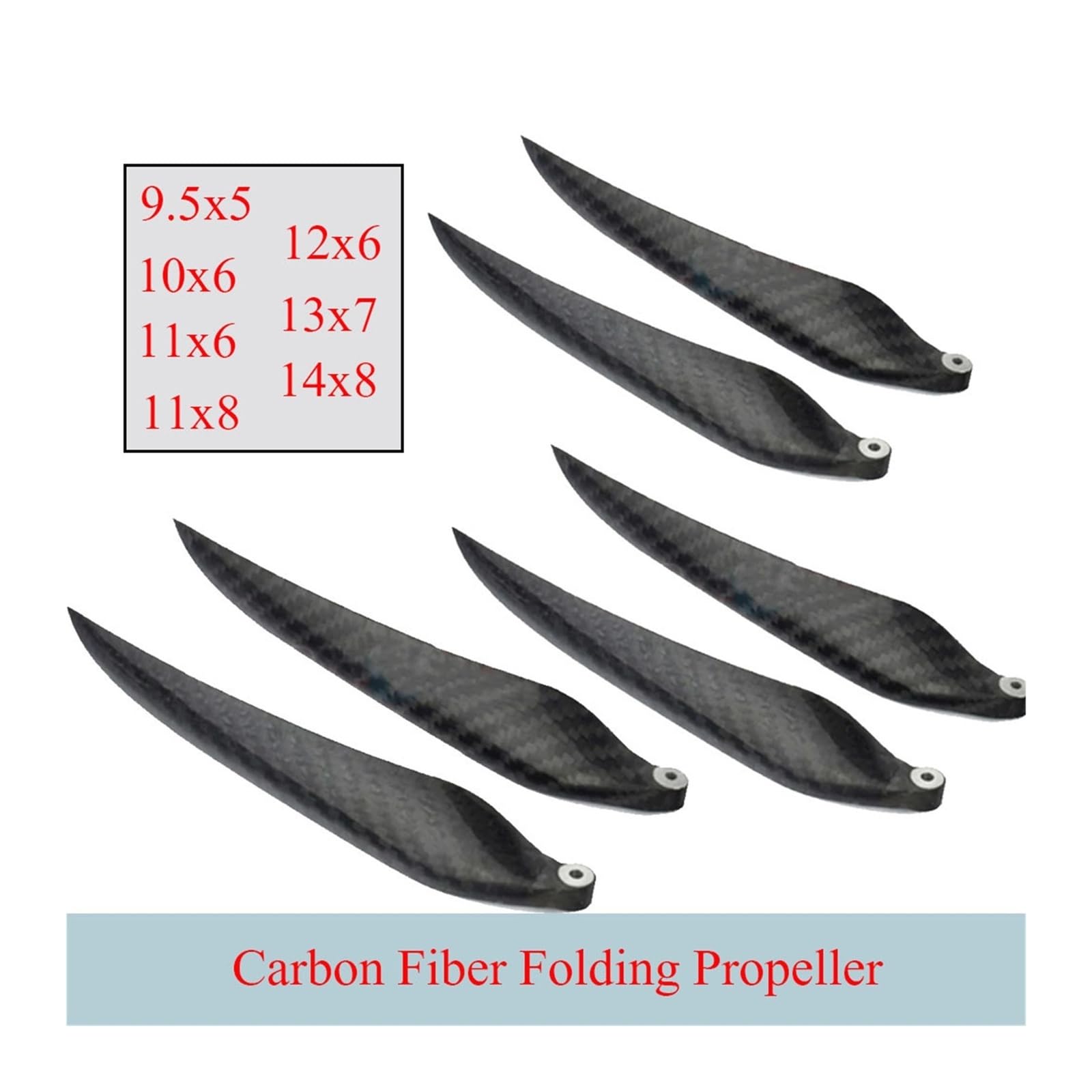 Hélice Plegable de Fibra de Carbono for Accesorios de avión RC Modelo de ala Fija 9,5x5,10x6,11x6,11x8,12x6,13x7,14x8 RC Multirotor(16x13)