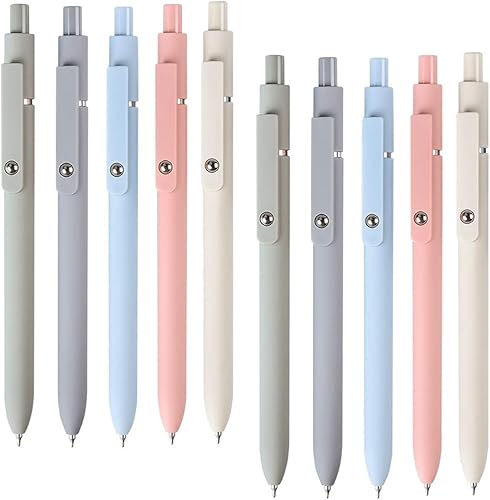 Miniatura 1 de 10 bolígrafos de gel, bolígrafos retráctiles de tinta de gel de secado rápido, punta fina de 0.020 in, tinta negra, bolígrafos de gel estéticos,