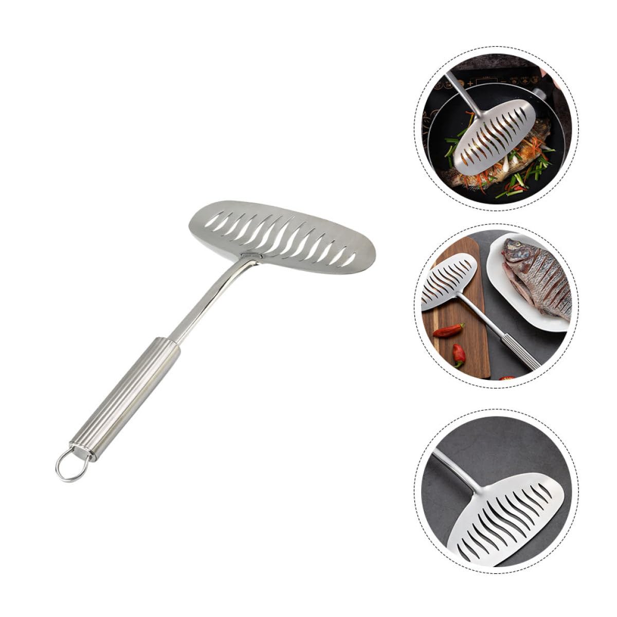 Espátula de Acero Inoxidable para Cocina Mango Cómodo y Contacto Directo Alimentos, Pala Ancha para Barbacoa y Uso Diario en Cocina Profesional
