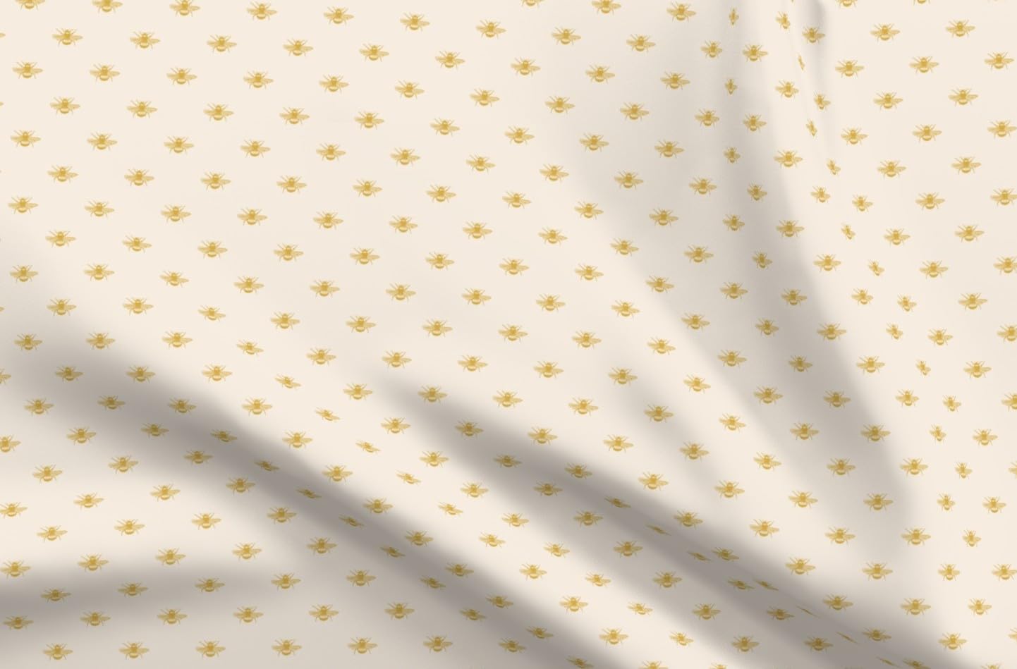 Spoonflower Fabric - Napoleonic Bee Neoclassical Empress Josephine Mustard Gold Beige Cream Printed on Organic Cotton Sateen Fabric by The Yard - Sewing Quilting Apparel Home Decor