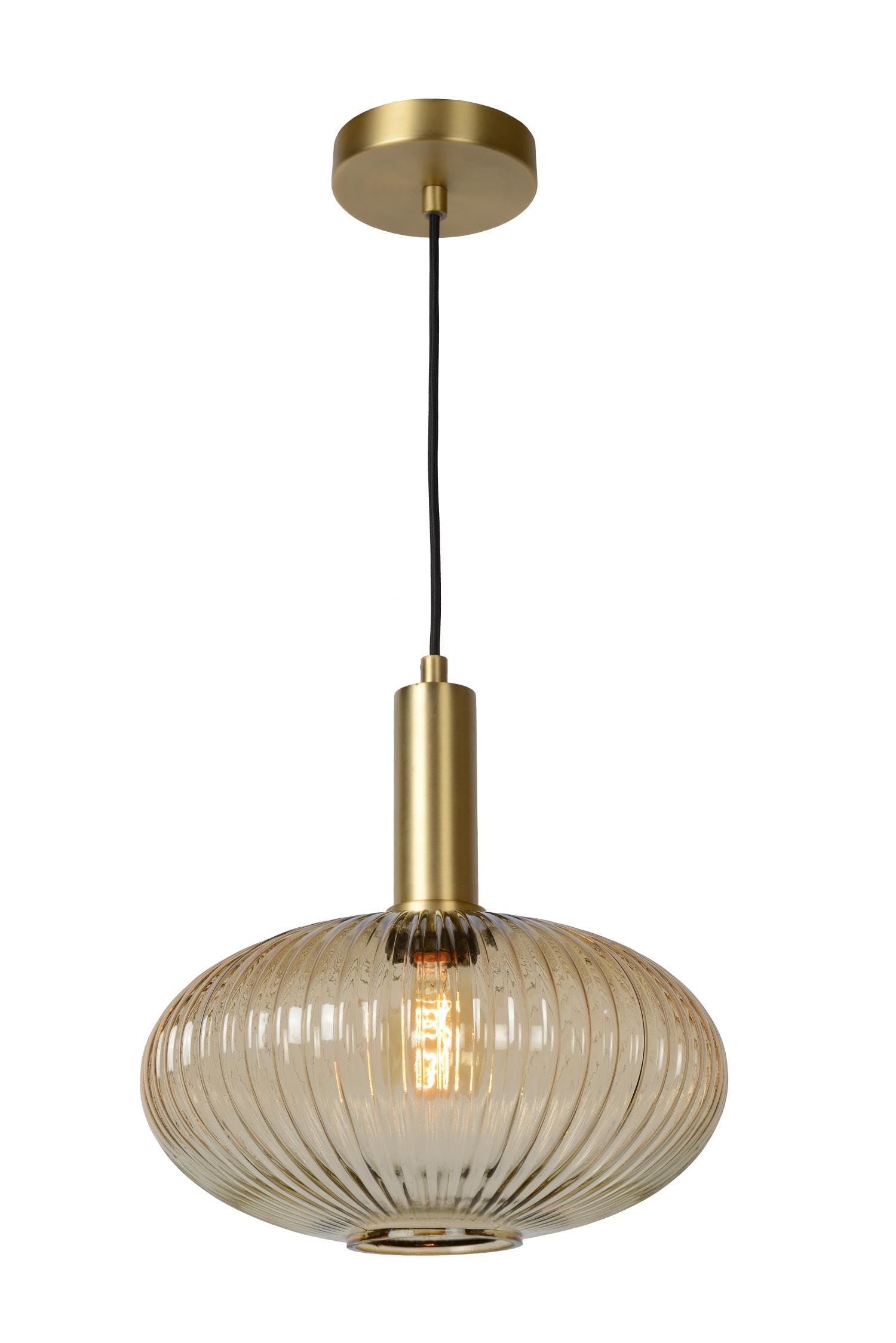 Lucide MALOTO Retro Pendant Light - Dimmable Adjustable - Orange Glass - E27