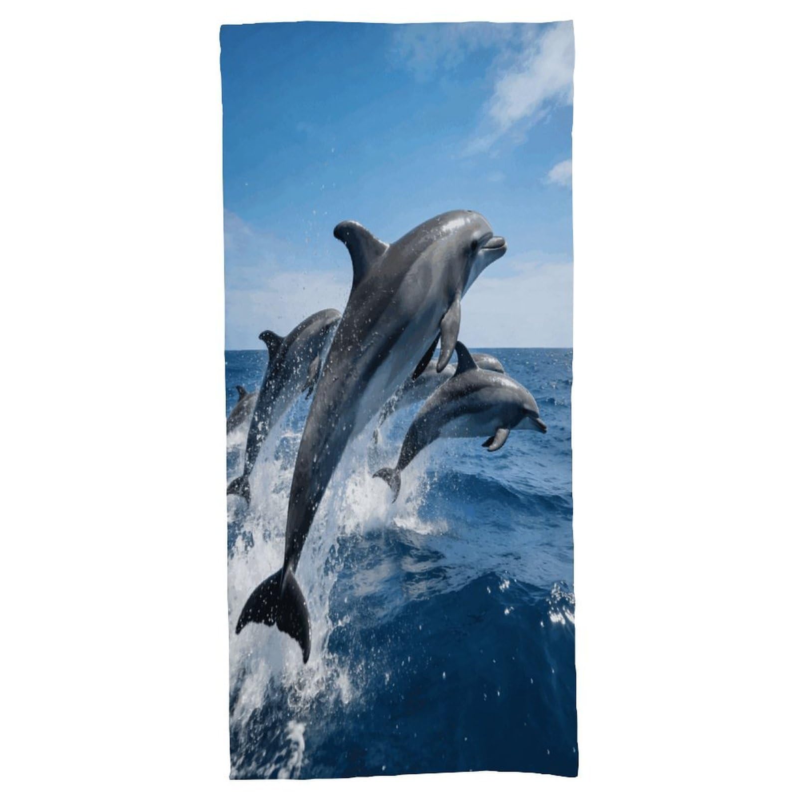 Fodpand Style Dolphins Bath Towel, Highly Absorbent & Quick Drying Beach Towel, Compact & Lightweight Pool Towel For Bathroom, Beach, Pool, Gym, Spa, And Hotel Use