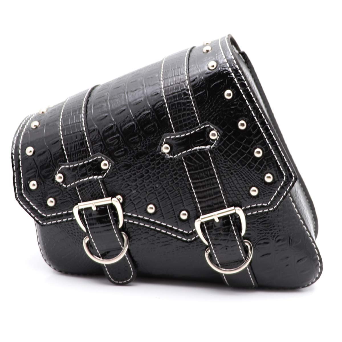 Bolsa Lateral Universal para Motocicleta, Alforjas de Cuero PU Bolsa Impermeable para Herramientas de Motocicleta - Negro (Lado Izquierdo)
