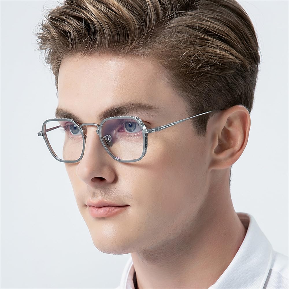Monture de lunettes en titane pur pour hommes, lunettes de vue carrées rétro vintage