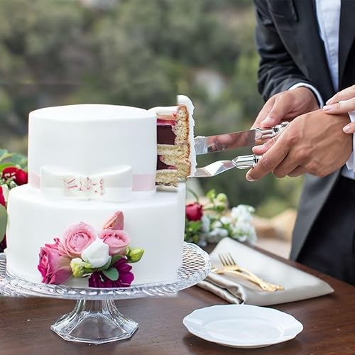 Miniatura 3 de Juego de 2 piezas de plástico plateado y acero inoxidable, 10.5 a 12.68 pulgadas, perfecto para bodas, fiestas de compromiso